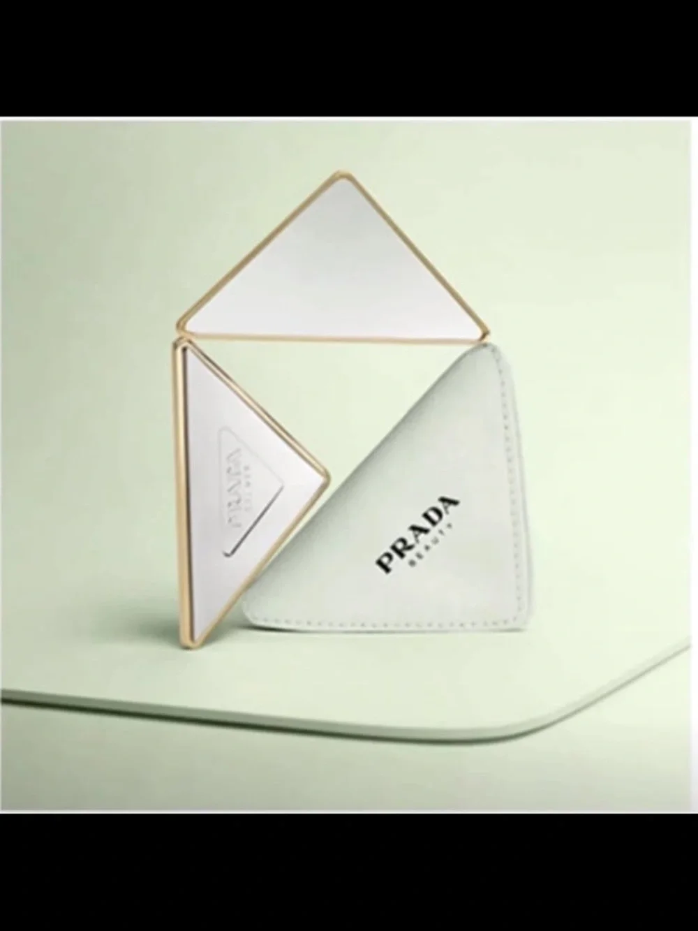 Prada Gold & Silver Triangle double sided mirror
